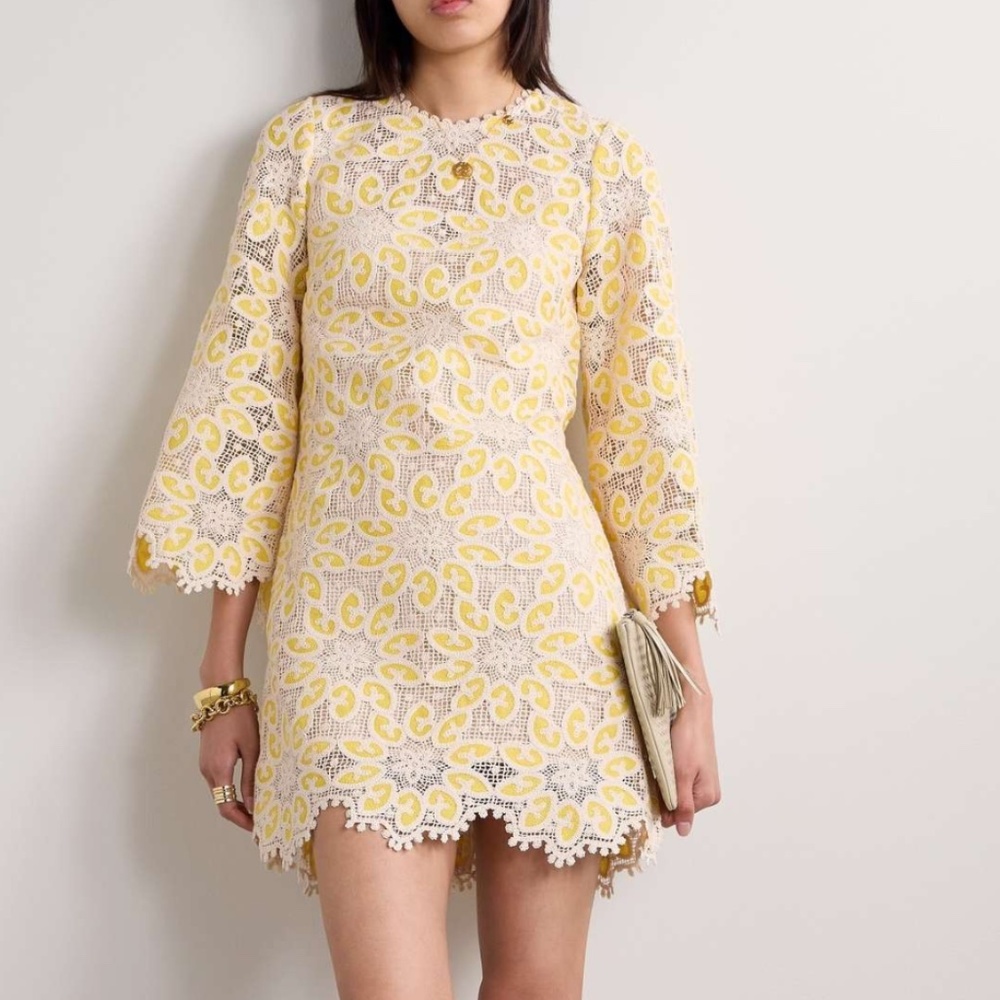 Zimmermann Golden Lace Mini Dress  Golden Lace Mini Dress